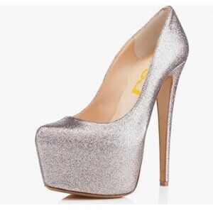 FSJ Silver Extreme High Stiletto Heels Platform Pumps Slip On Pointed Toe Shoe